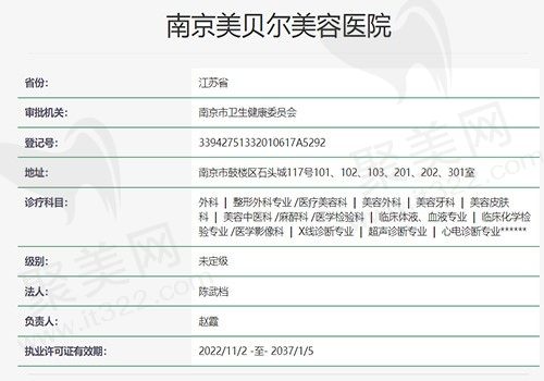 南京美贝尔美容医院资质