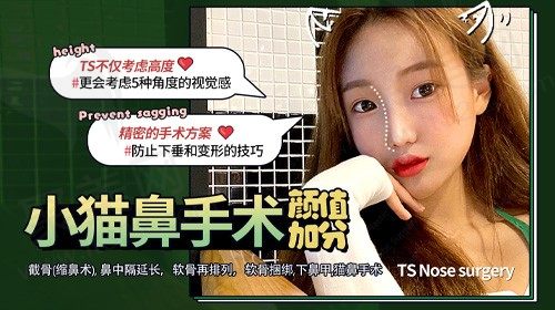 韩国TS“小猫鼻手术”拯救鼻基底,给颜值加分侧颜杀，告别塌塌鼻！