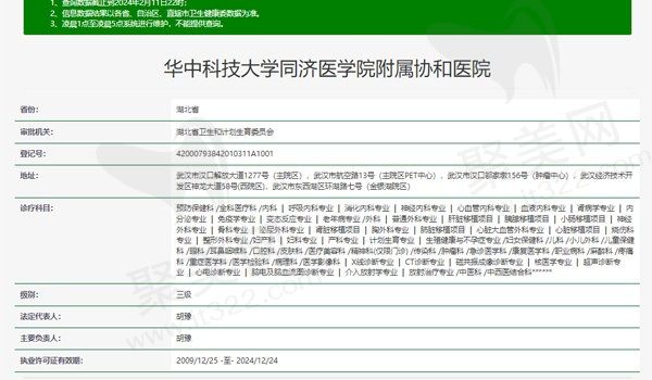 同济医学院附属协和医院资质表