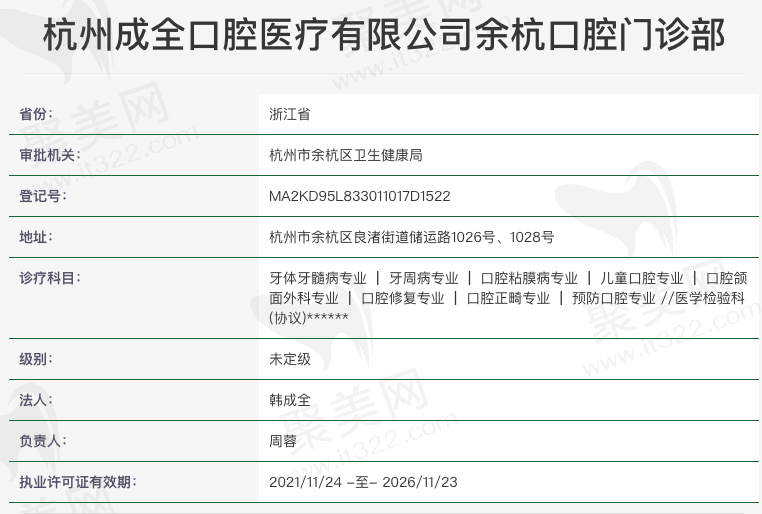 杭州余杭成全口腔资质怎么样