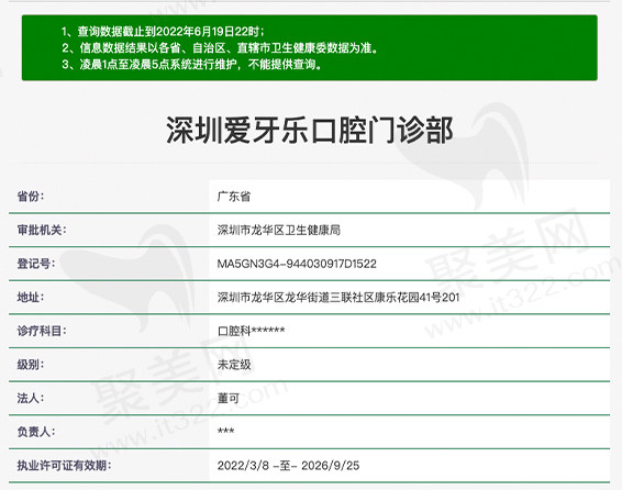 深圳爱牙乐口腔门诊部资质