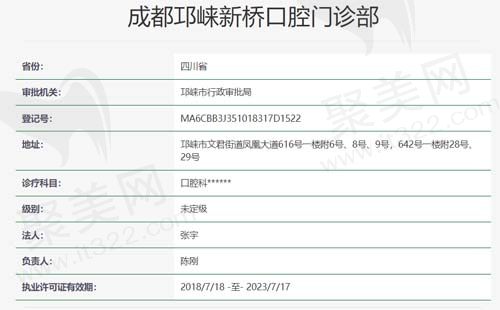 成都邛崃新桥口腔门诊资质查询表