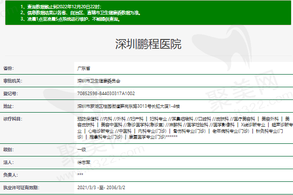 深圳鹏程整形医院正规资质