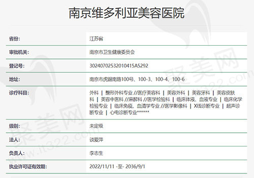 南京维多利亚美容医院资质