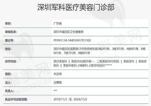 深圳军科医疗美容门诊部资质