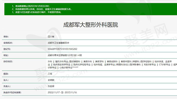成都军大整形外科医院资质
