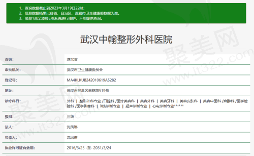 武汉中翰整形外科医院资质