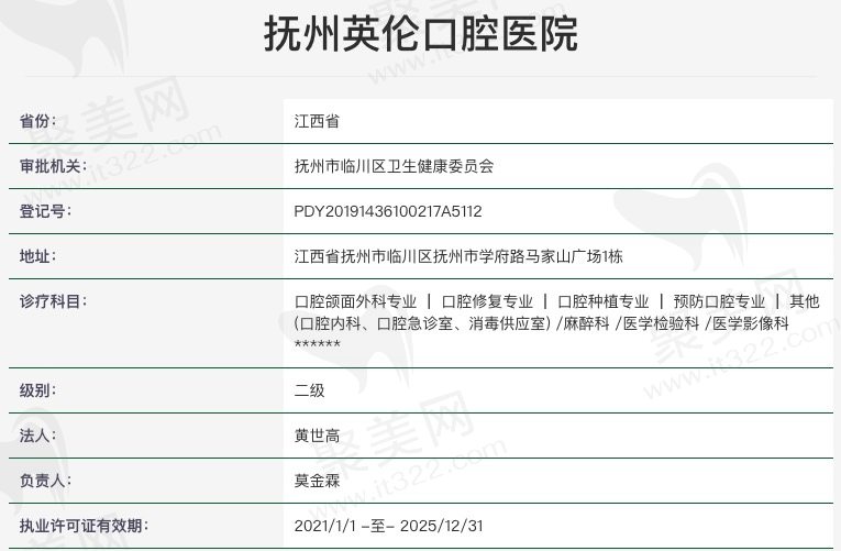 抚州英伦口腔医院资质