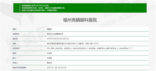 福州亮睛眼科医院资质图