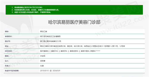 哈尔滨易丽医疗美容资质图