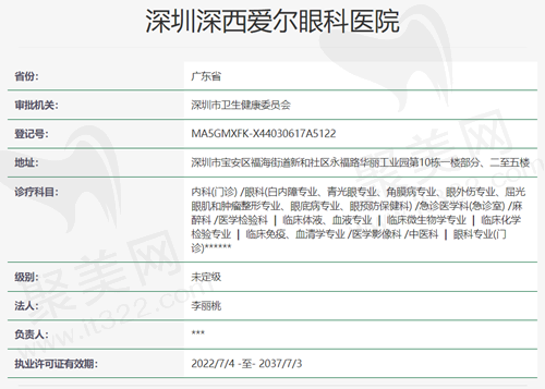 深西爱尔眼科医院资质