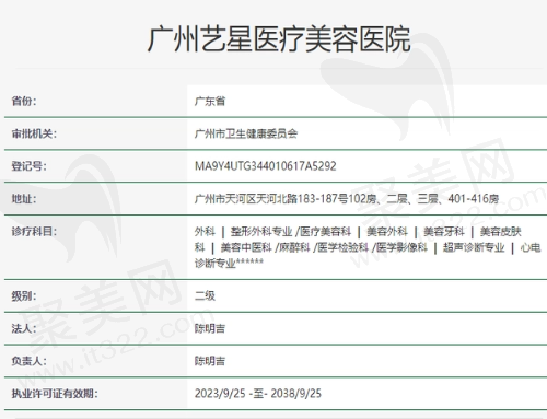 广州艺星医疗美容医院资质