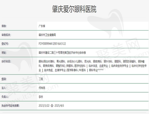 肇庆爱尔眼科医院资质
