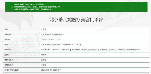 北京蒂凡妮医疗美容门诊部资质