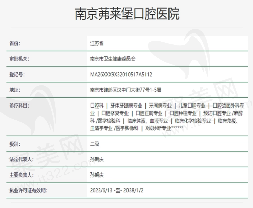 南京茀莱堡口腔医院资质