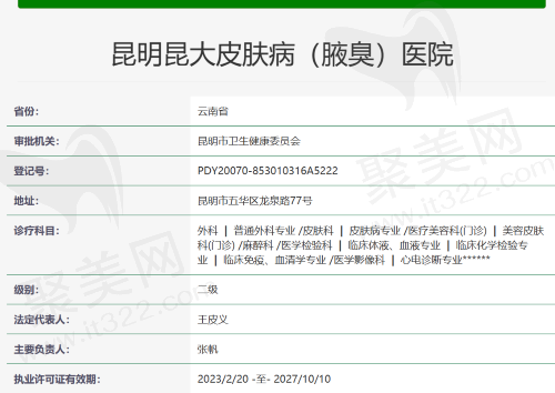 昆明昆大皮肤病医院资质