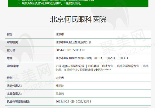 北京何氏眼科医院资质表