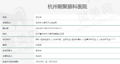 杭州朝聚眼科医院资质正规