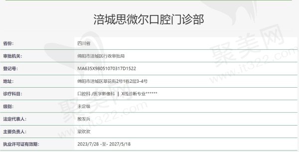 涪城思微尔口腔门诊部资质
