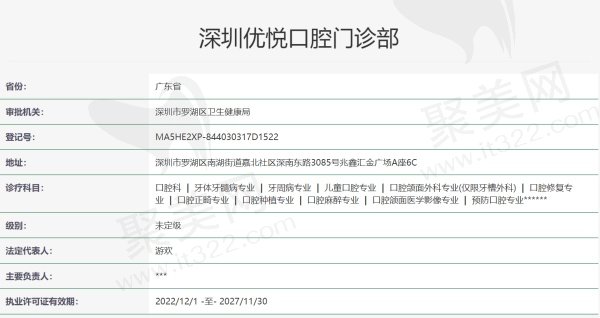 深圳优悦口腔门诊部资质