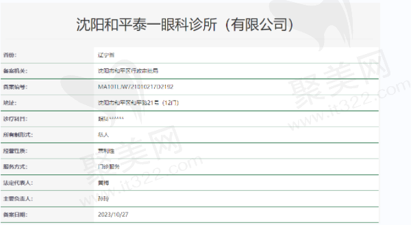 沈阳和平泰一眼科诊所资政正规