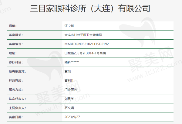 大连三目家眼科诊所资质