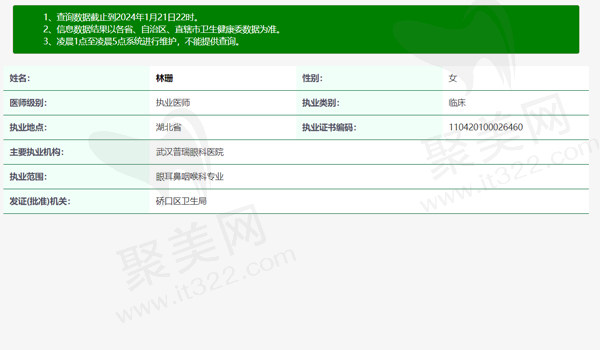 武汉普瑞眼科林珊医生资质表