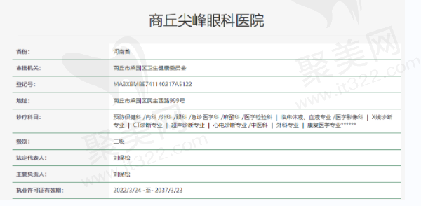 商丘尖峰眼科医院正规资质