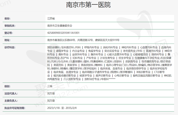 南京市第 一医院眼科资质