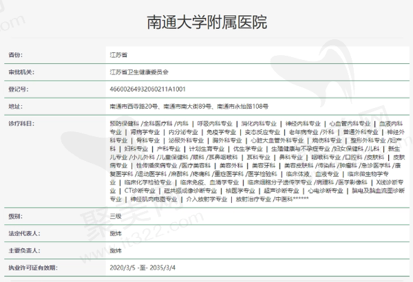 南通大学附属医院资质