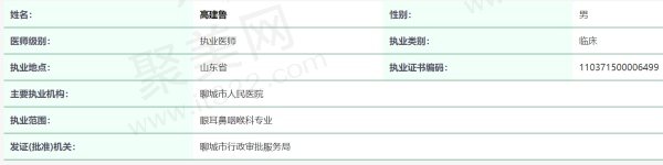 青岛滨海学院附属医院（眼科）高建鲁医生资质