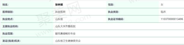 山东大学齐鲁医院（眼科）张林娜医生资质