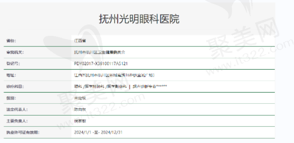 抚州光明眼科医院资质正规