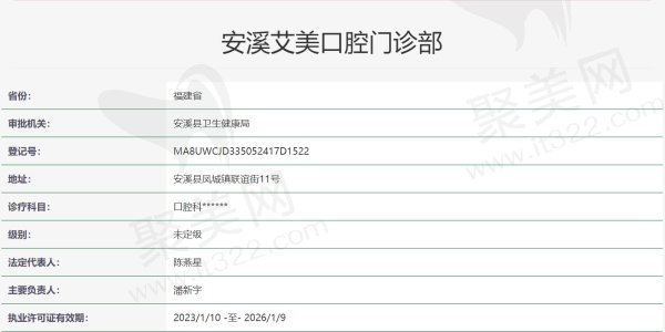 泉州安溪艾美口腔诊所资质