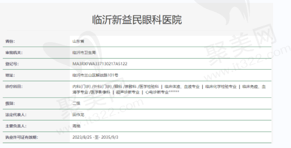 临沂新益民眼科医院资质正规