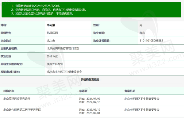北京艾玛韦元强医生资质信息