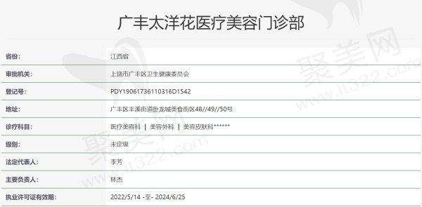 广丰太洋花医疗美容门诊部资质