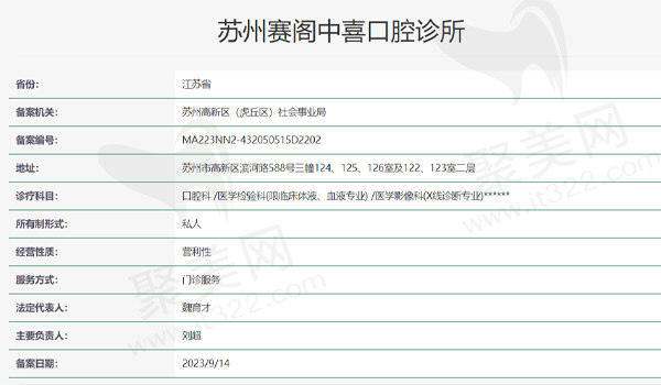 苏州赛阁中喜口腔资质表