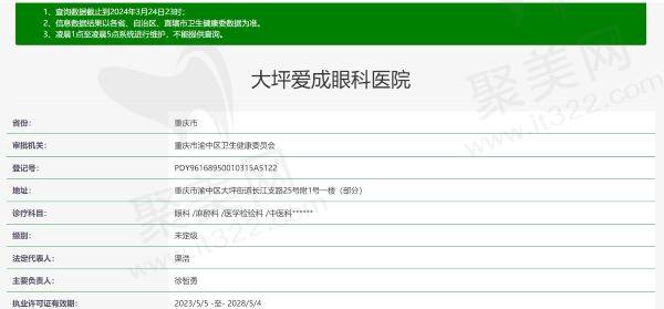 重庆大坪爱成眼科医院资质信息