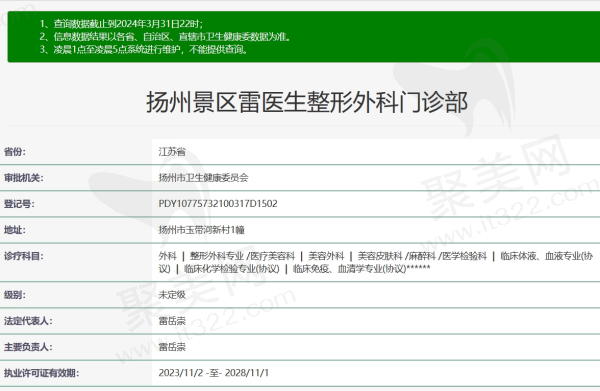 扬州雷医生整形外科资质