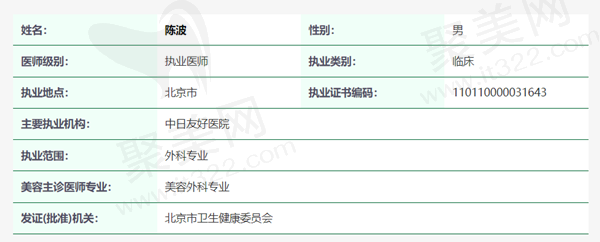 陈波医生资质