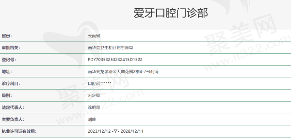 爱牙口腔门诊部资质