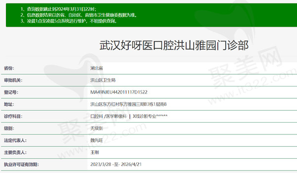 武汉好呀医口腔资质表