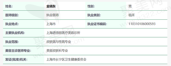 金晓东医生资质