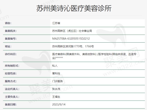 苏州美诗沁医疗美容诊所资质
