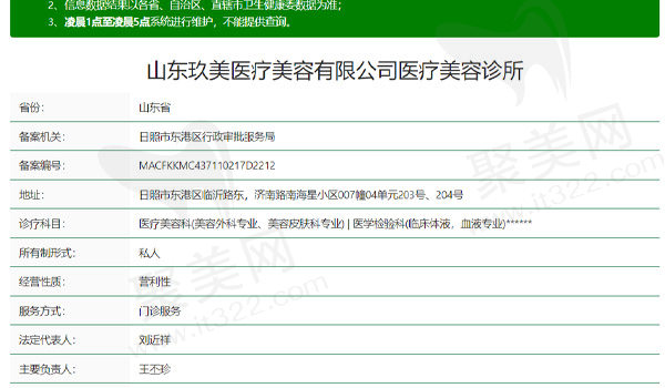 日照玖美医疗美容资质表