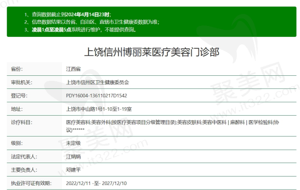 上饶信州博丽莱医疗美容资质