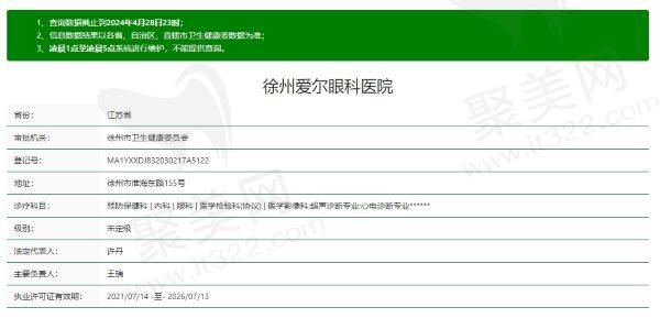 徐州爱尔眼科医院资质信息