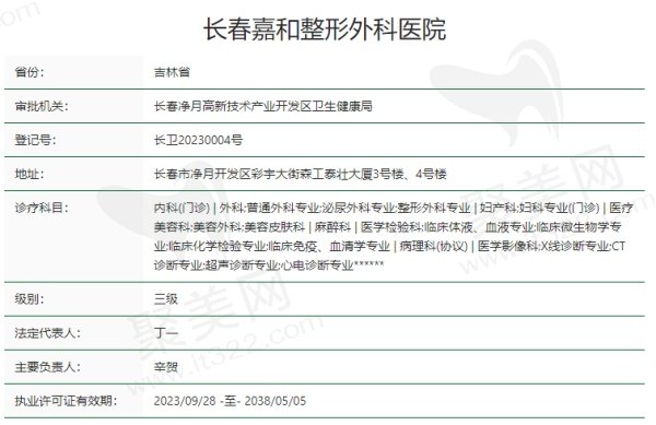 长春嘉和整形外科医院资质