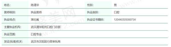 陈清华医生资质